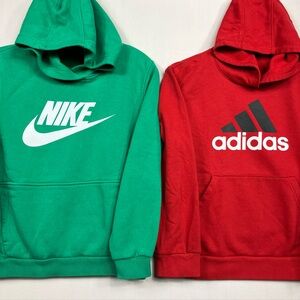 Nike & Adidas Kids Green & red Hoodies with White Logo *coupon eligible